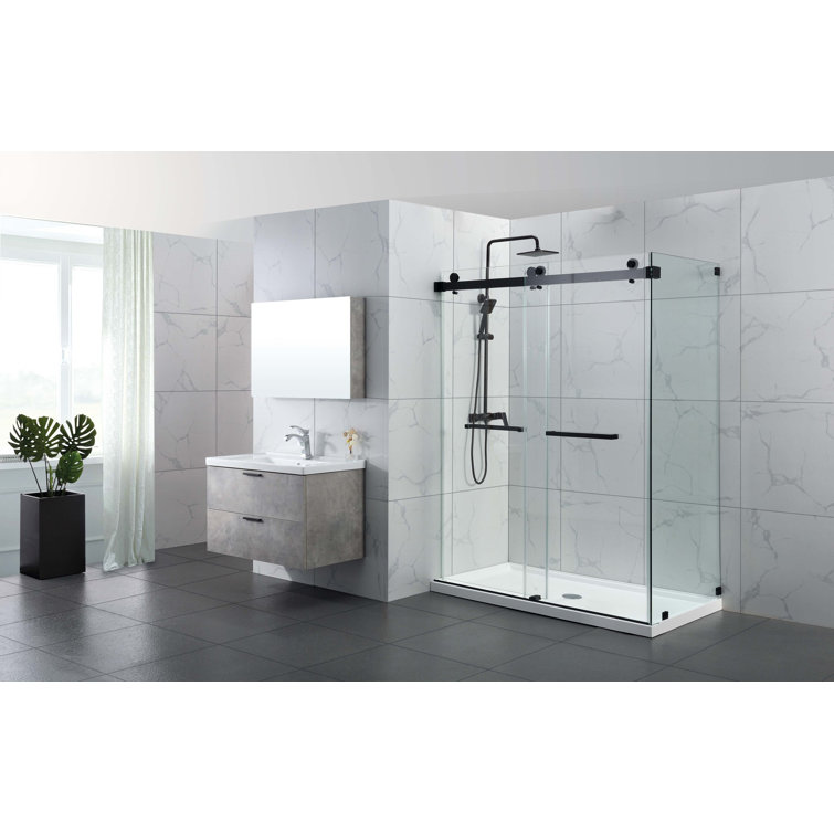 Hometo 45" 48" W x 76" H Double Sliding Frameless Shower Door